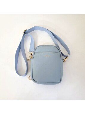 Light Blue Kedzie Crossbody Bag With Adjustable Strap & Gold Accents